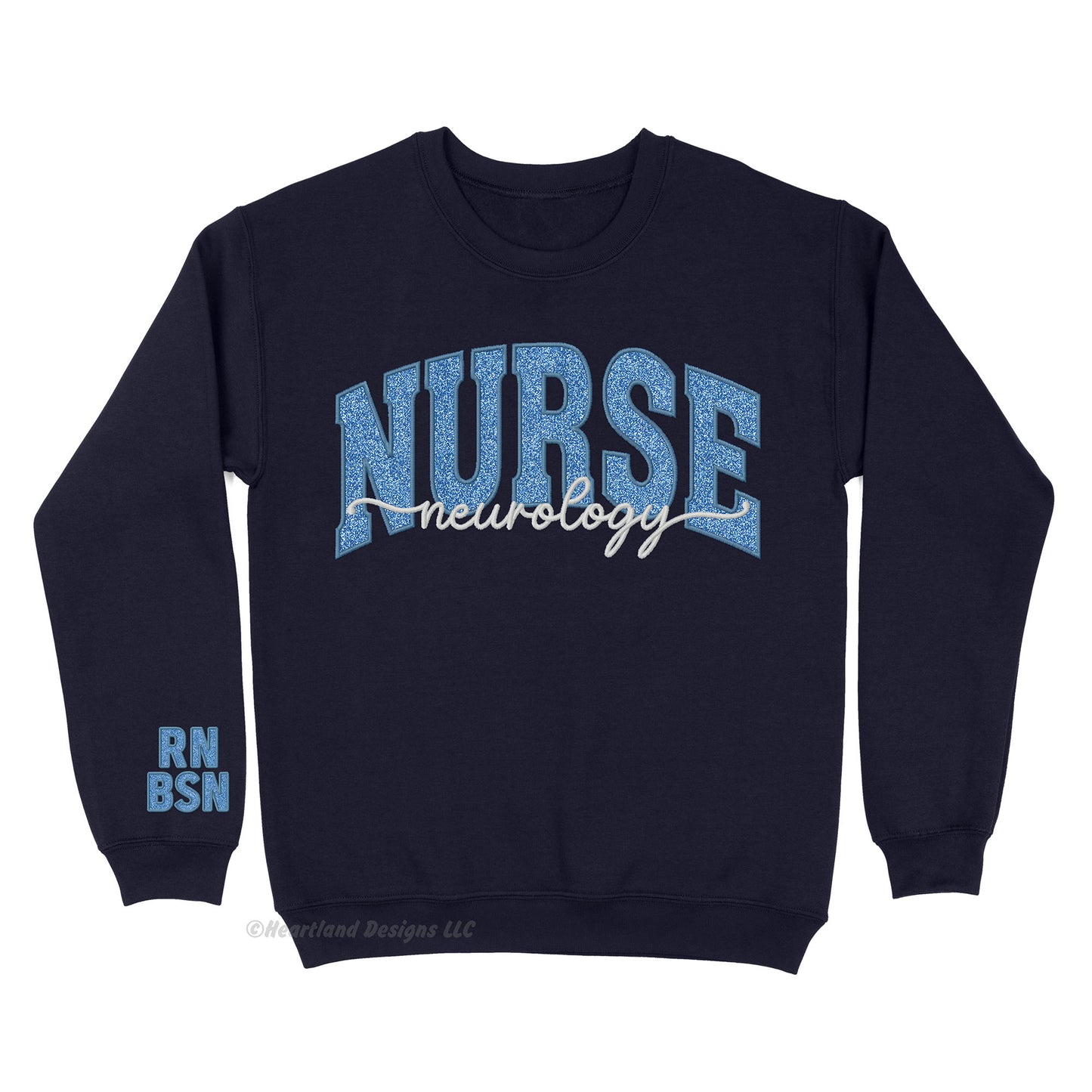 Nurse Glitter Applique Embroidered Crewneck