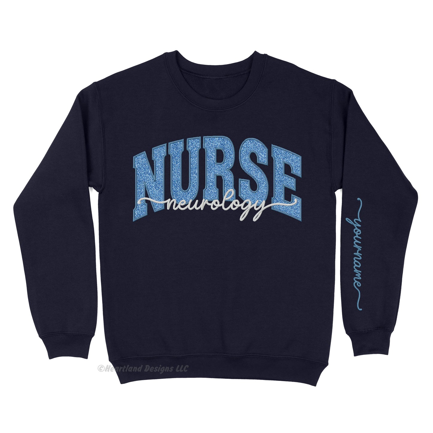 Nurse Glitter Applique Embroidered Crewneck