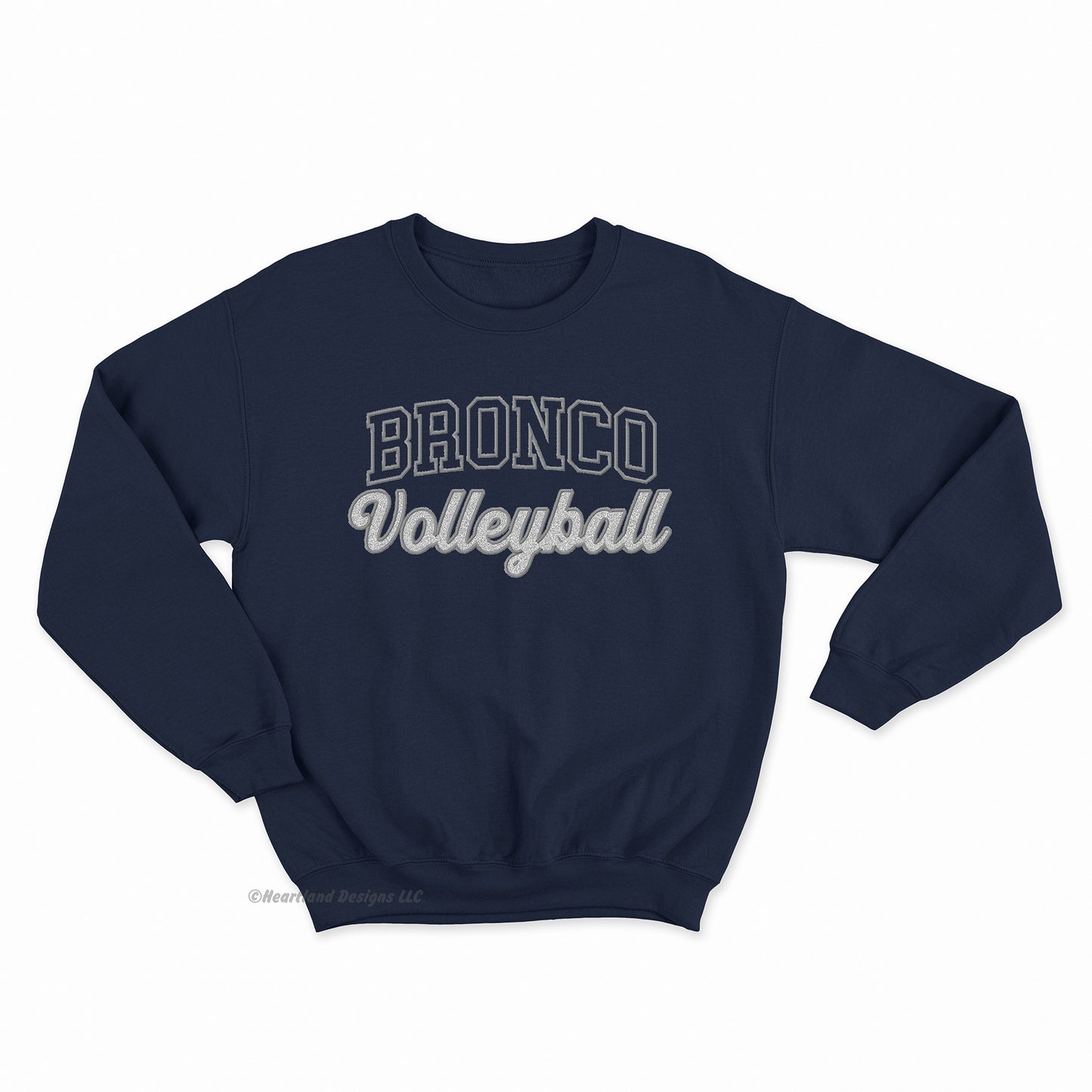 Sudadera de cuello redondo con bordado brillante de voleibol Bronco