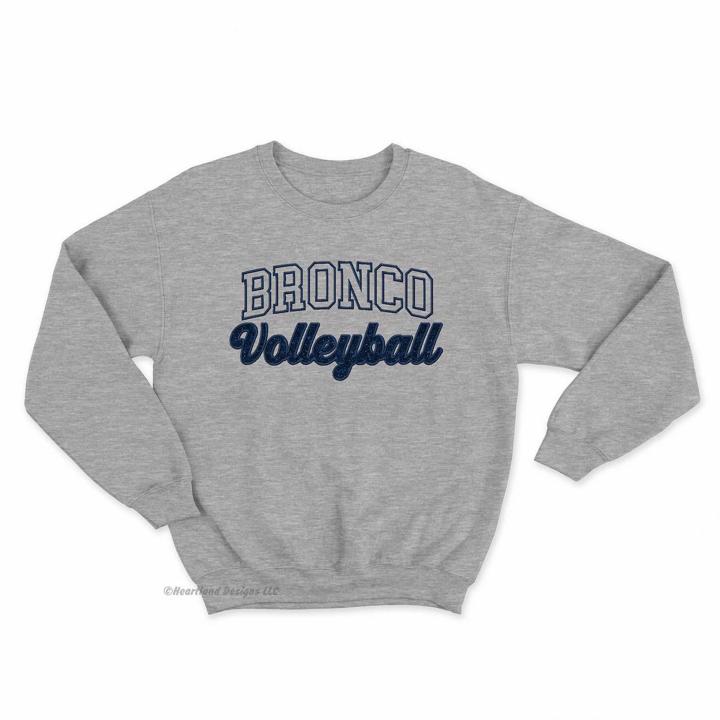 Sudadera de cuello redondo con bordado brillante de voleibol Bronco