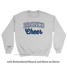 Embroidered Glitter Bronco Cheer Crewneck