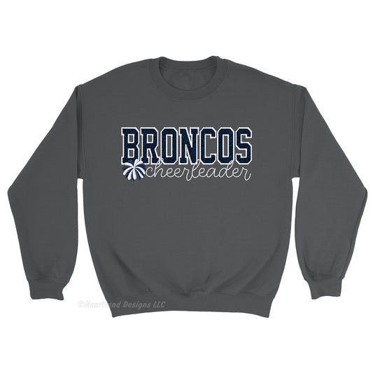 Embroidered Glitter Bronco Cheerleading Crewneck 2026-2027