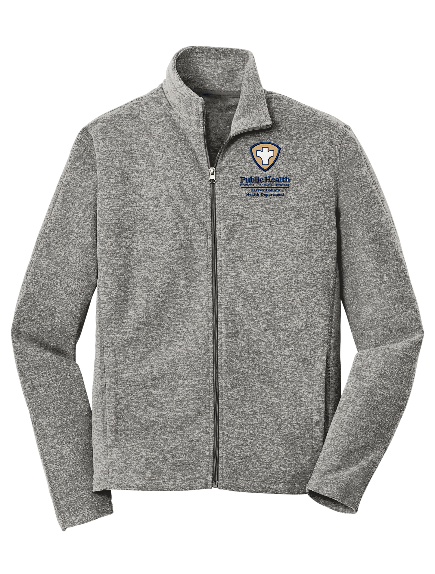 Men's/Unisex Heather Microfleece Full-Zip Jacket with Embroidered Left Chest Logo