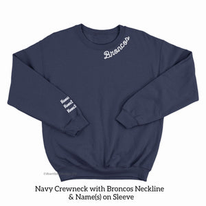 #2327 Crewneck with Broncos Neckline Embroidery
