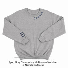 #2327 Crewneck with Broncos Neckline Embroidery