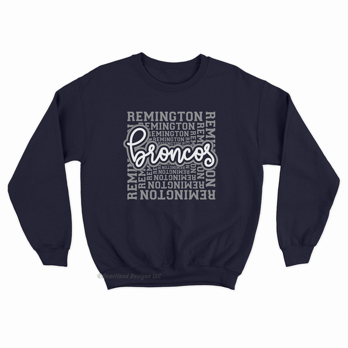 #2532 Remington Broncos Wordbox Printed Crewneck