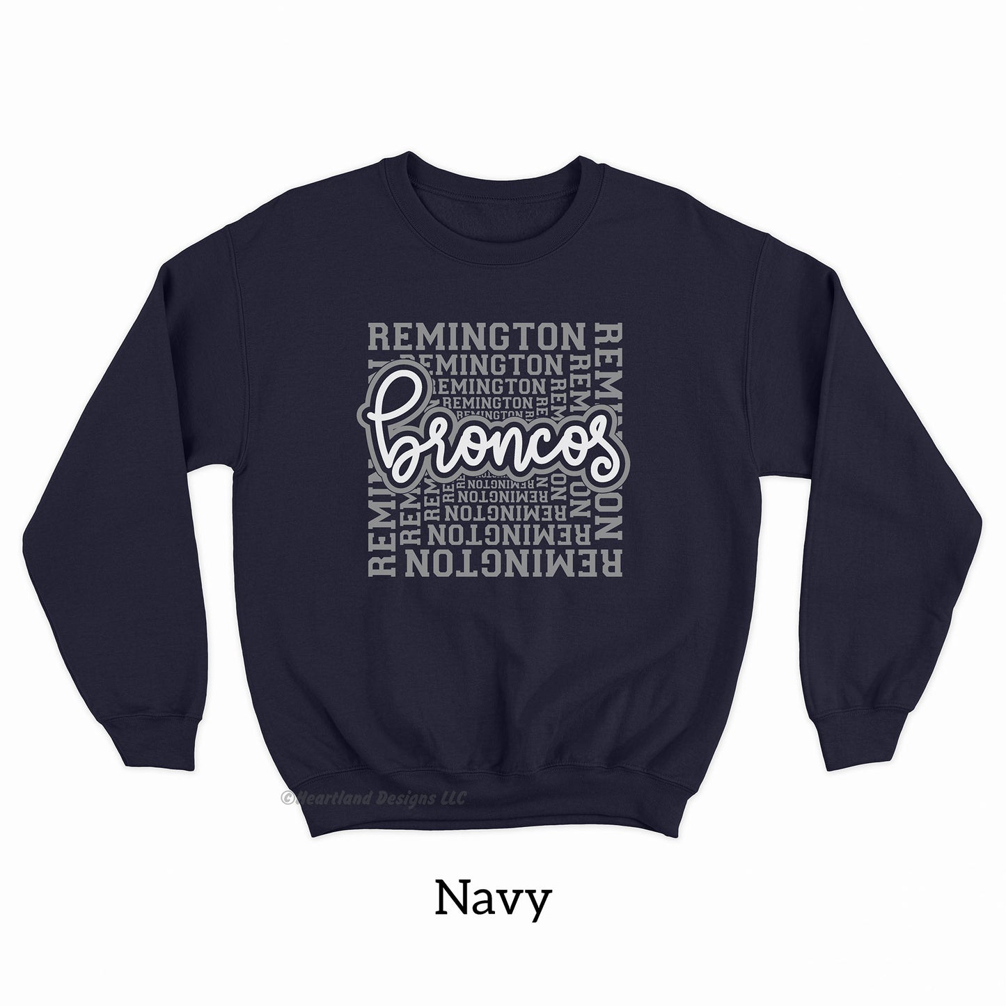 #2532 Remington Broncos Wordbox Printed Crewneck