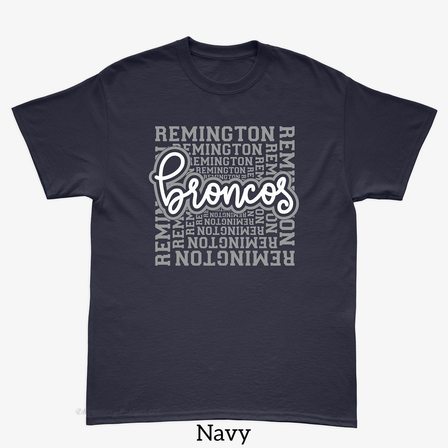 #2533  Remington Broncos Wordbox Printed Short Sleeve Tee