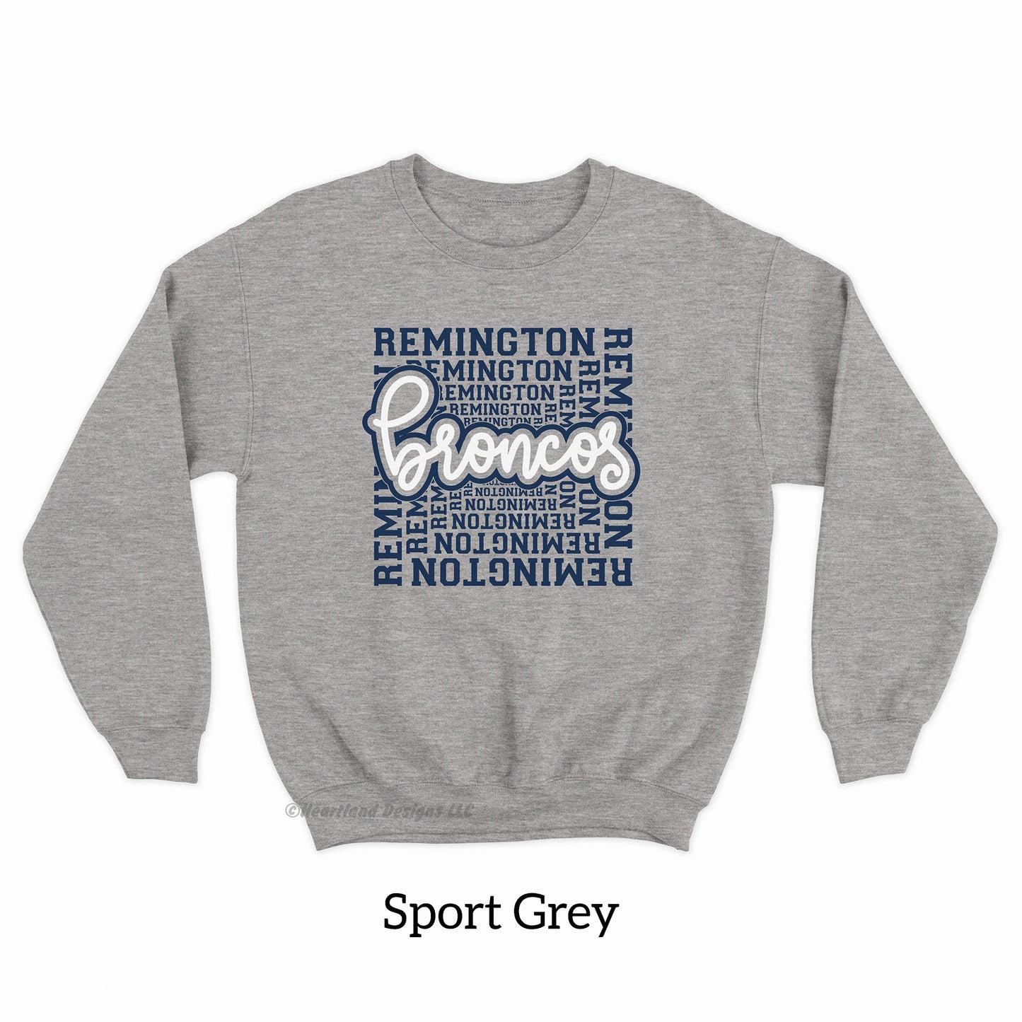 #2532 Remington Broncos Wordbox Printed Crewneck