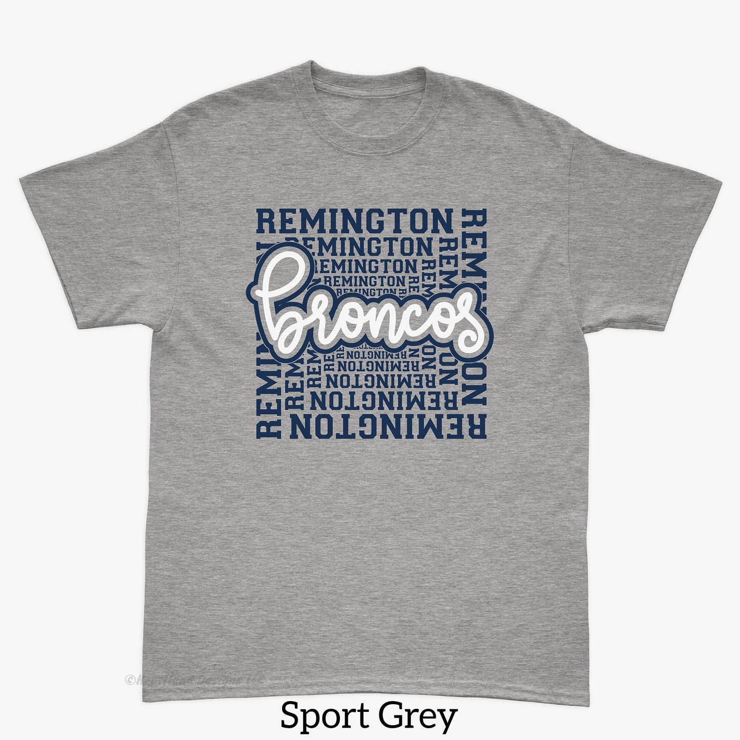 #2533  Remington Broncos Wordbox Printed Short Sleeve Tee