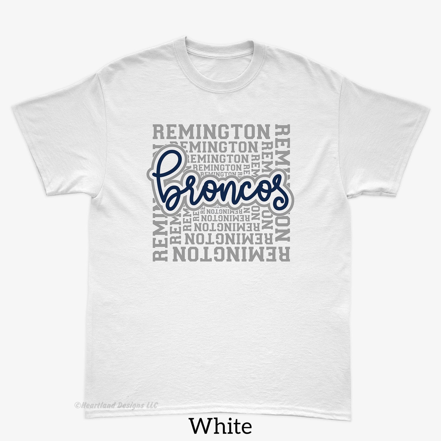 #2533  Remington Broncos Wordbox Printed Short Sleeve Tee