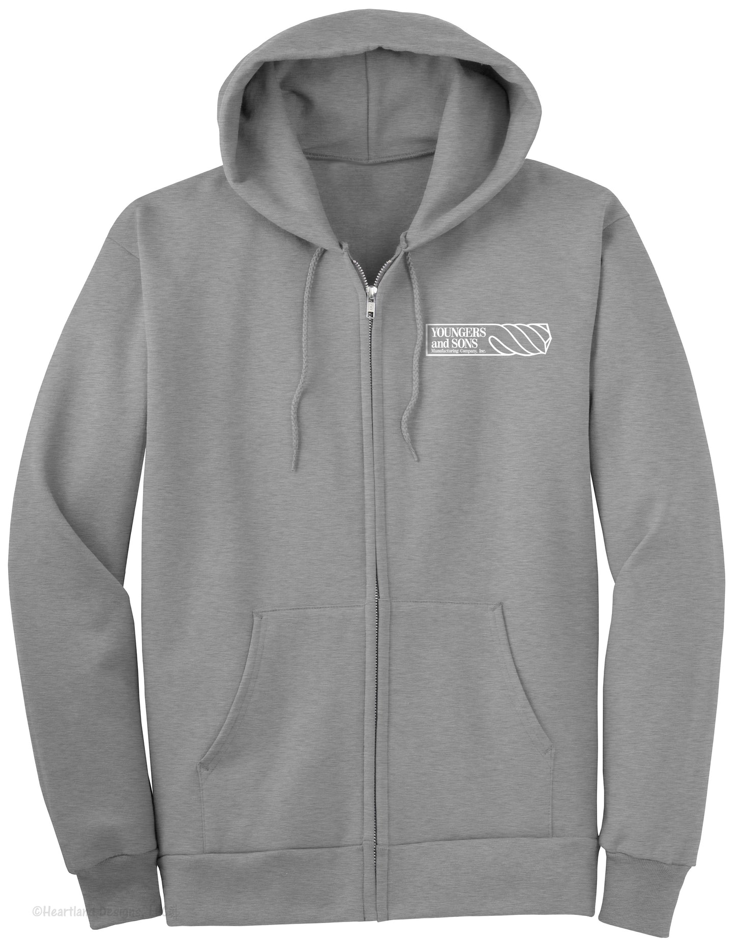 Full Zip Fleece Hoodie with Printed Logo