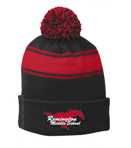 RMS Staff Striped Knit Beanie with and Embroidered Logo