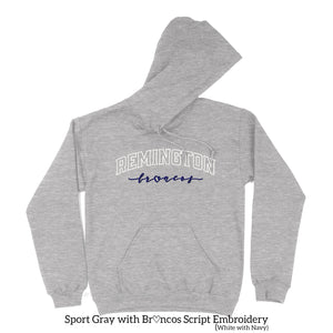 #2019 Remington Broncos Scriptheart Embroidered Hoodie